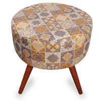 Kit 2 Puff Cama Inbox Bagdade Redondo com Pés em Madeira Maciça Tecido Suede - 5