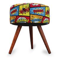 Kit 2 Puff Cama Inbox Boom Redondo com Pés em Madeira Maciça Tecido Suede