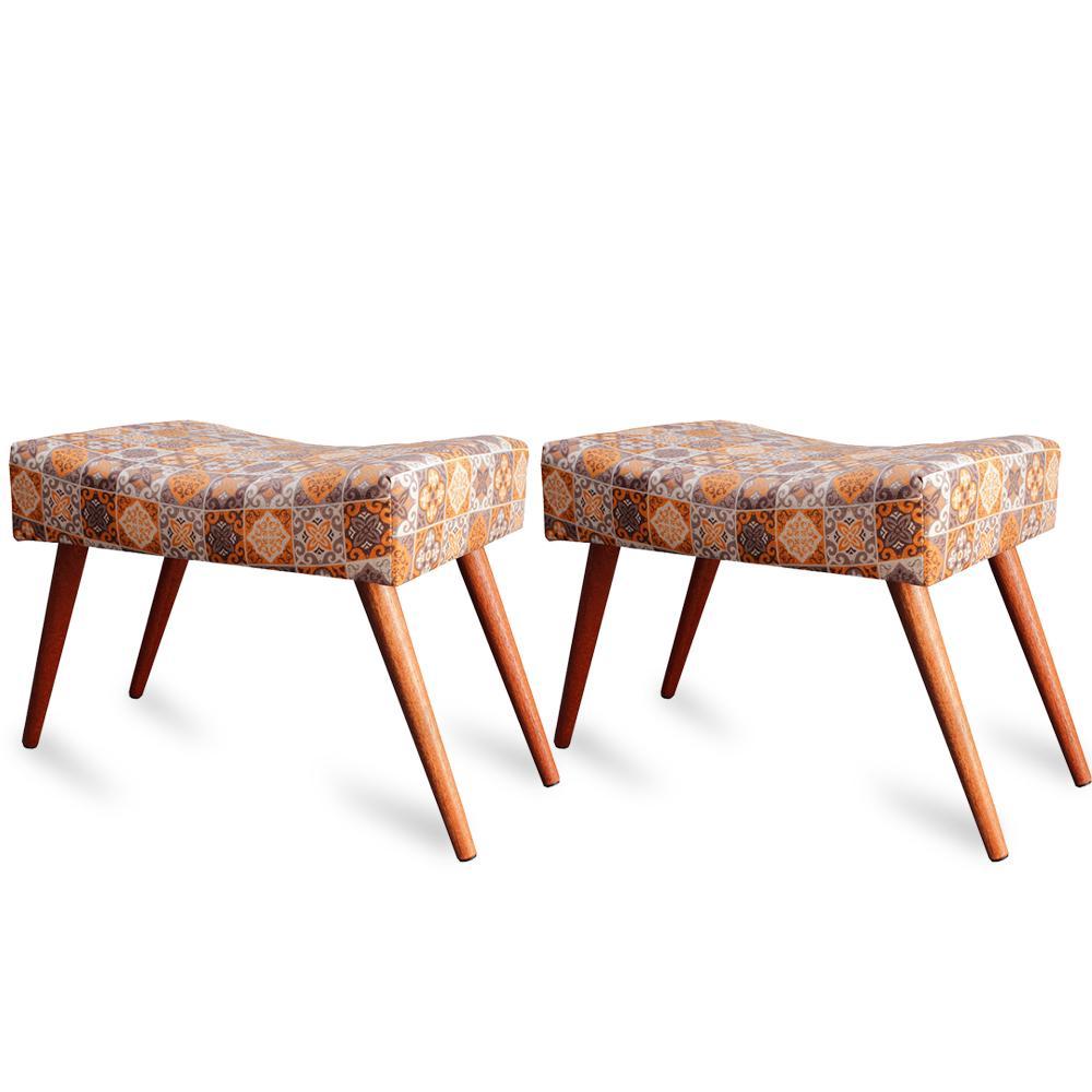 Kit 2 Puff Cama inBox Bagdade Retangular com Pés em Madeira Maciça Tecido Suede - 1