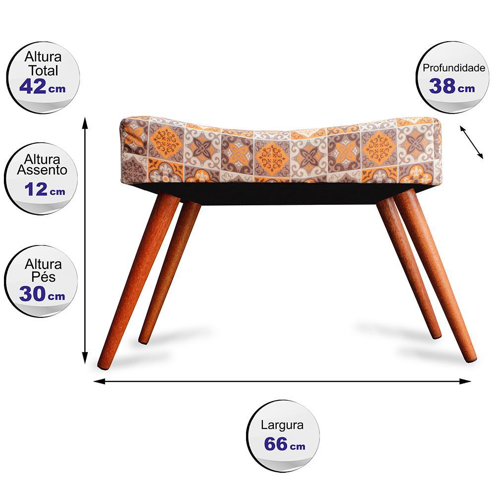 Kit 2 Puff Cama inBox Bagdade Retangular com Pés em Madeira Maciça Tecido Suede - 2