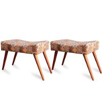 Kit 2 Puff Cama inBox Bagdade Retangular com Pés em Madeira Maciça Tecido Suede - 1