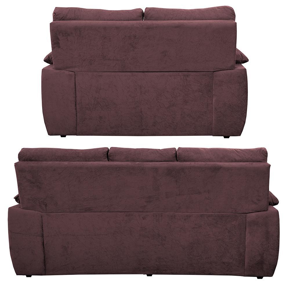 Conjunto Sofá Luxemburgo 3 E 2 Lugares 1,52m e 2,02m Suede Vinho - 6
