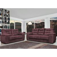 Conjunto Sofá Luxemburgo 3 E 2 Lugares 1,52m e 2,02m Suede Vinho - 1
