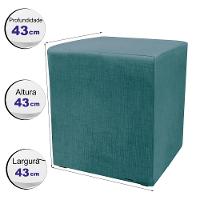 Puff Zelda Quadrado Multiuso 43x43x43cm Tecido Suede Velusoft Azul - 2