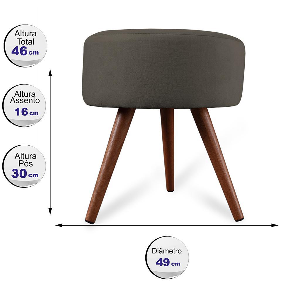 Puff Cama Inbox Hilda Redondo com Pés em Madeira Maciça Tecido Suede Café - 2