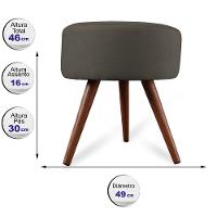 Puff Cama Inbox Hilda Redondo com Pés em Madeira Maciça Tecido Suede Café - 2