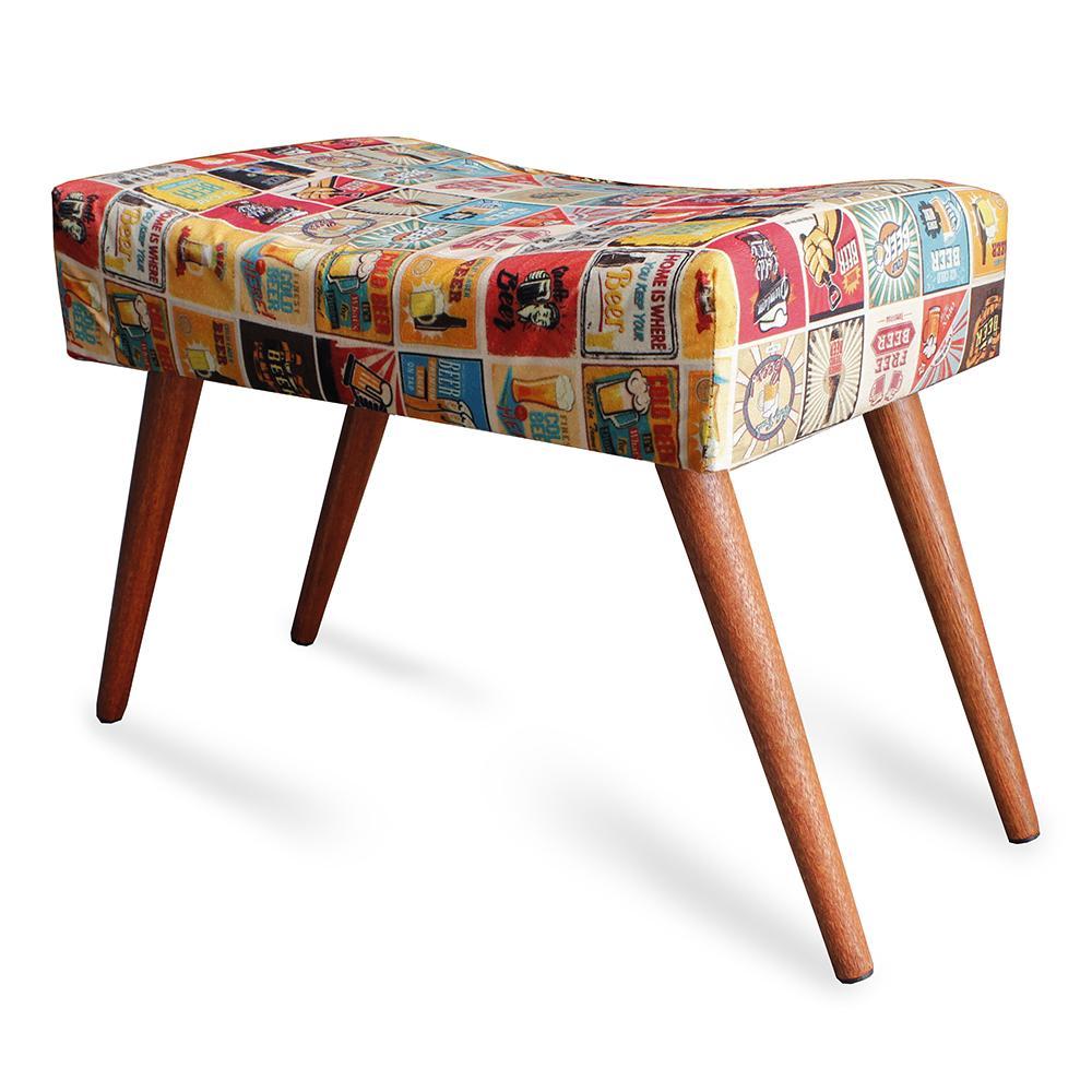 Puff Cama inBox Las Vegas Retangular com Pés em Madeira Maciça Tecido Suede - 1