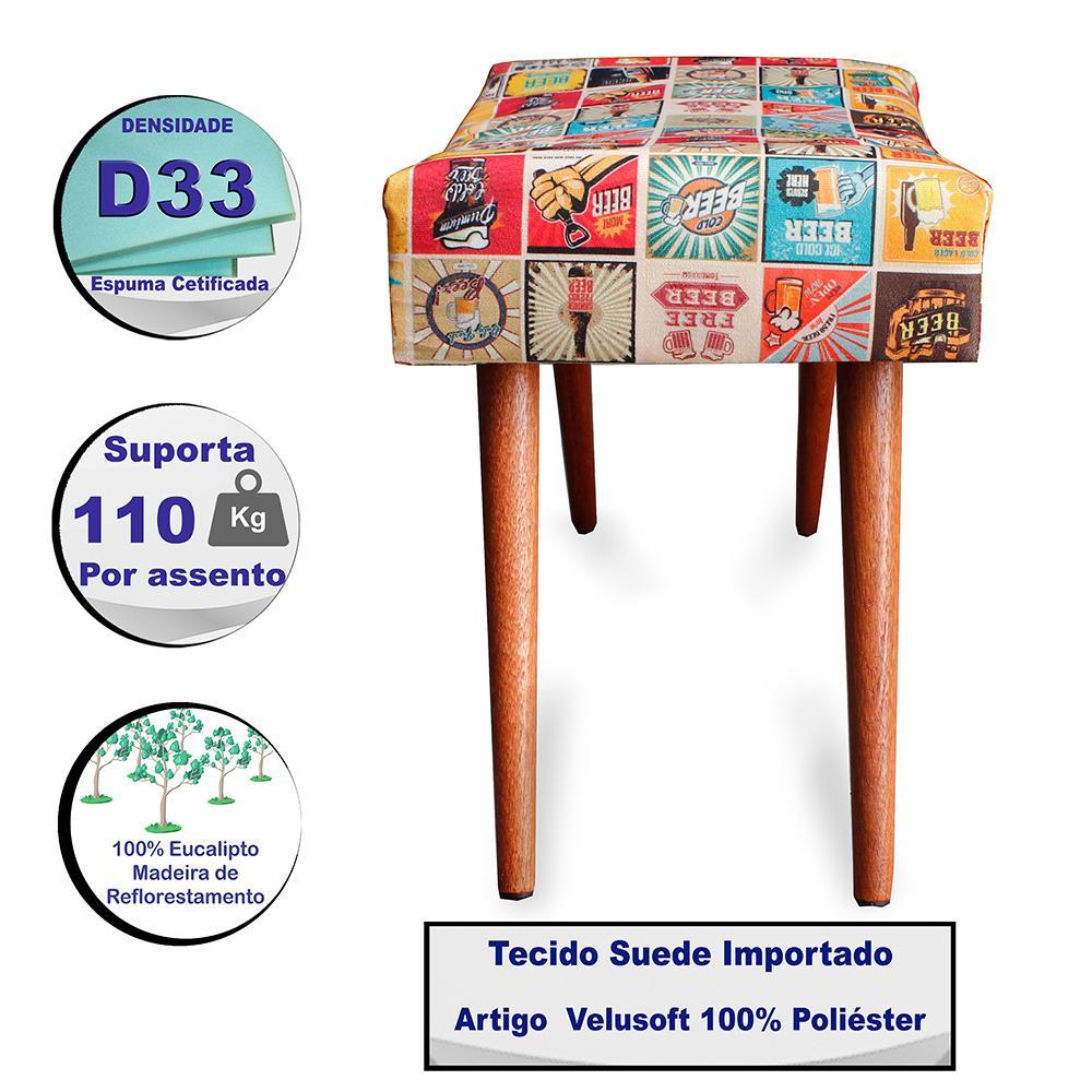 Puff Cama inBox Las Vegas Retangular com Pés em Madeira Maciça Tecido Suede - 3