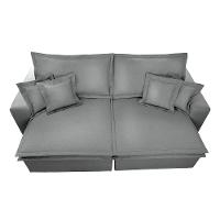 Sofa Retrátil e Reclinável com Molas Cama inBox Premium 2,12m tecido em linho Cinza Claro - 6