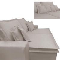 Sofa Retrátil e Reclinável com Molas Cama inBox Premium 2,52m tecido em linho Bege Claro - 5