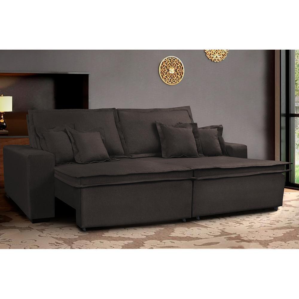 Sofa Retrátil e Reclinável com Molas Cama inBox Premium 2,32m tecido em linho Marrom - 2
