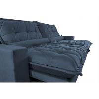 Sofa Retrátil e Reclinável 3,12m com Molas Ensacadas Cama inBox Soft Tecido Suede Azul