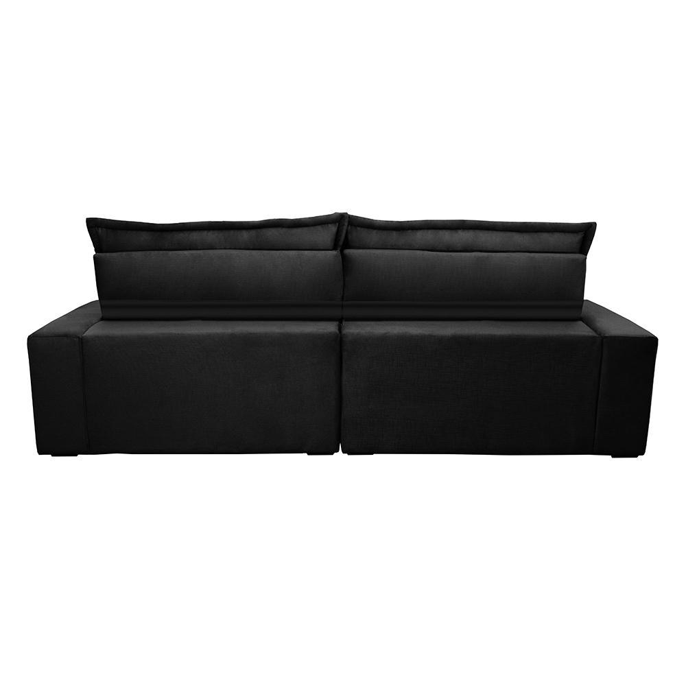 Sofa Retrátil e Reclinável 3,12m com Molas Ensacadas Cama inBox Soft Tecido Suede Preto - 7