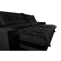 Sofa Retrátil e Reclinável 3,12m com Molas Ensacadas Cama inBox Soft Tecido Suede Preto