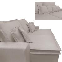 Sofa Retrátil e Reclinável com Molas Cama inBox Premium 2,32m tecido em linho Bege Claro - 5