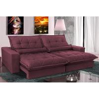 Sofa Retrátil e Reclinável 3,12m com Molas Ensacadas Cama inBox Soft Tecido Suede Vinho - 1