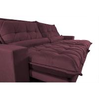 Sofa Retrátil e Reclinável 3,12m com Molas Ensacadas Cama inBox Soft Tecido Suede Vinho