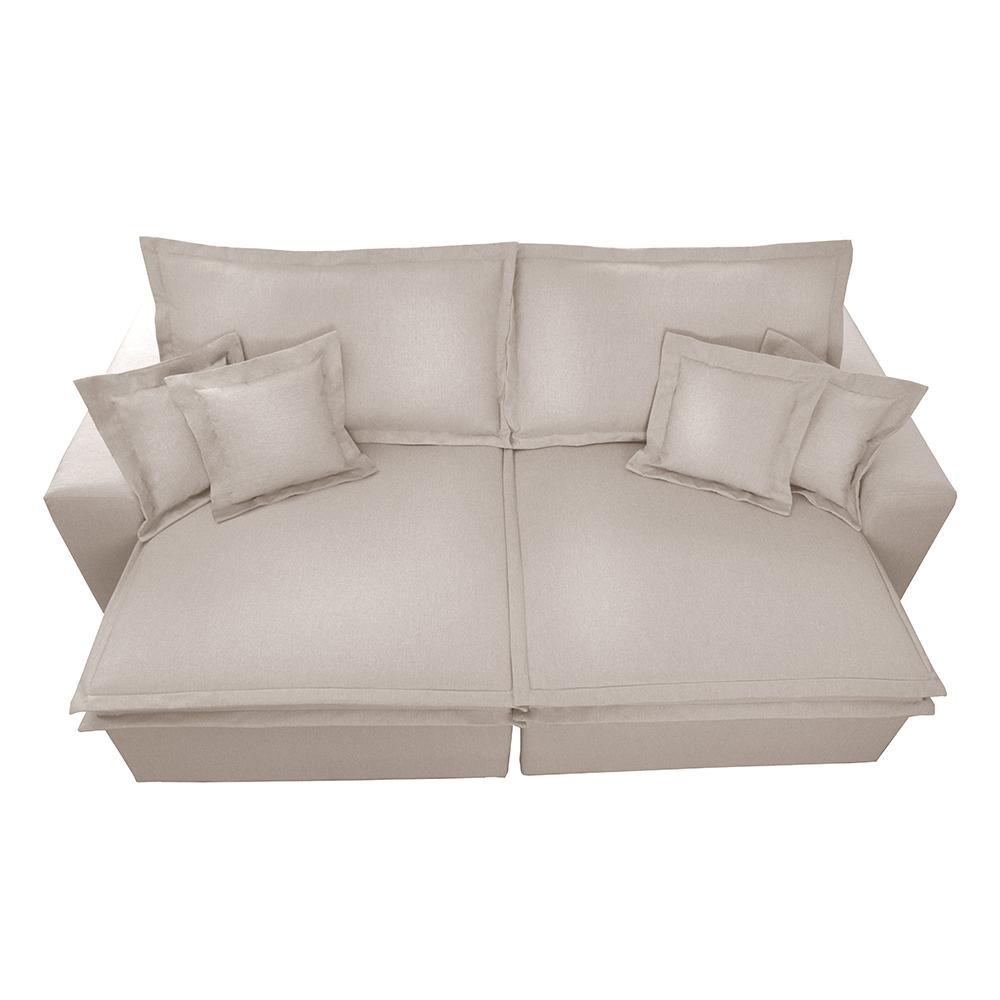 Sofa Retrátil e Reclinável com Molas Cama inBox Premium 2,12m tecido em linho Bege Claro - 6