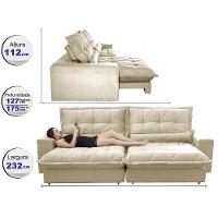Sofa Retrátil e Reclinável 2,32m com Molas Ensacadas Cama inBox Soft Tecido Suede Bege - 2