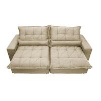 Sofa Retrátil e Reclinável 2,32m com Molas Ensacadas Cama inBox Soft Tecido Suede Bege - 5