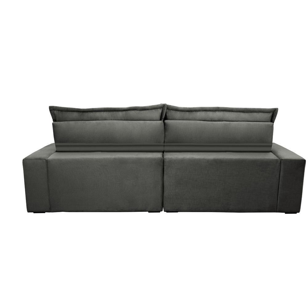 Sofa Retrátil e Reclinável 2,92m com Molas Ensacadas Cama inBox Soft Tecido Suede Cinza - 7