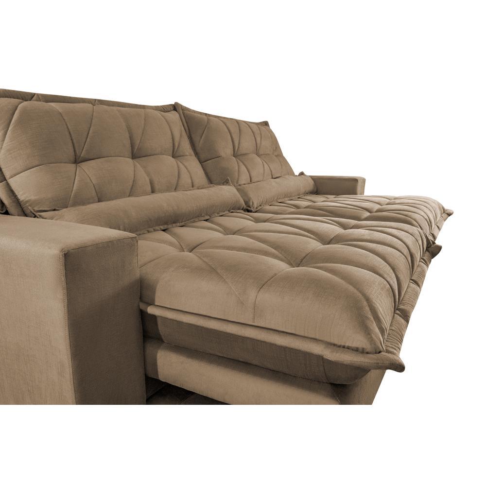 Sofa Retrátil e Reclinável 2,92m com Molas Ensacadas Cama inBox Soft Tecido Suede Castor - 4