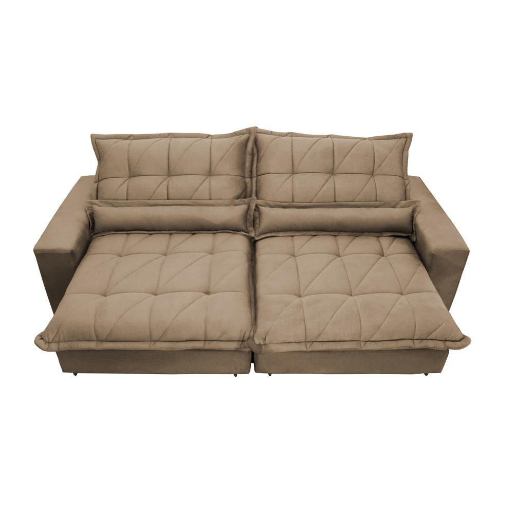 Sofa Retrátil e Reclinável 2,92m com Molas Ensacadas Cama inBox Soft Tecido Suede Castor - 5