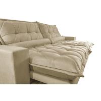 Sofa Retrátil e Reclinável 2,92m com Molas Ensacadas Cama inBox Soft Tecido Suede Bege