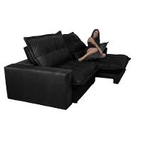 Sofa Retrátil e Reclinável 2,92m com Molas Ensacadas Cama inBox Soft Tecido Suede Preto - 6