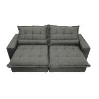 Sofa Retrátil e Reclinável 2,72m com Molas Ensacadas Cama inBox Soft Tecido Suede Cinza - 5