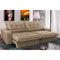 Sofa Retrátil e Reclinável 2,72m com Molas Ensacadas Cama inBox Soft Tecido Suede Castor - 1