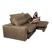 Sofa Retrátil e Reclinável 2,72m com Molas Ensacadas Cama inBox Soft Tecido Suede Castor - 6