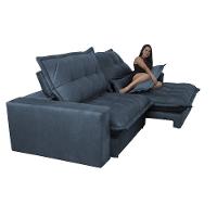 Sofa Retrátil e Reclinável 2,32m com Molas Ensacadas Cama inBox Soft Tecido Suede Azul - 6