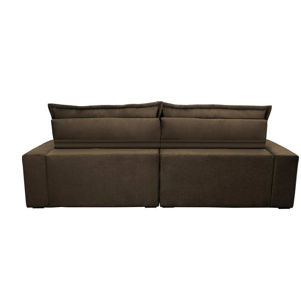 Sofa Retrátil e Reclinável 2,52m com Molas Ensacadas Cama inBox Soft Tecido Suede Café - 7