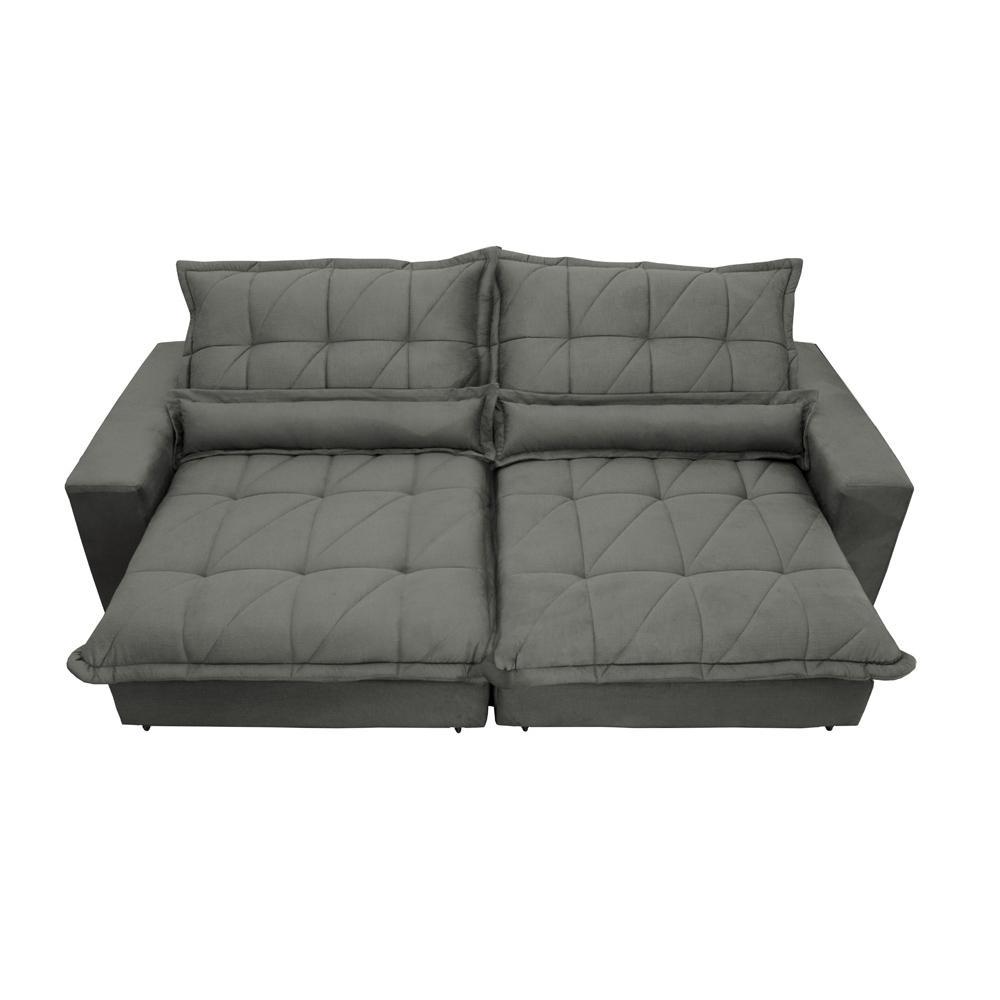 Sofa Retrátil e Reclinável 2,32m com Molas Ensacadas Cama inBox Soft Tecido Suede Cinza - 5