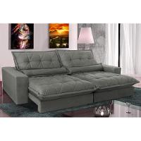 Sofa Retrátil e Reclinável 2,32m com Molas Ensacadas Cama inBox Soft Tecido Suede Cinza - 1