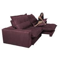 Sofa Retrátil e Reclinável 2,32m com Molas Ensacadas Cama inBox Soft Tecido Suede Vinho - 6