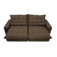Sofa Retrátil e Reclinável 2,12m com Molas Ensacadas Cama inBox Soft Tecido Suede Café - 5