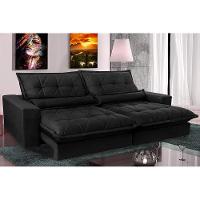 Sofa Retrátil e Reclinável 2,32m com Molas Ensacadas Cama inBox Soft Tecido Suede Preto - 1