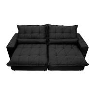 Sofa Retrátil e Reclinável 2,32m com Molas Ensacadas Cama inBox Soft Tecido Suede Preto - 5