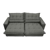 Sofa Retrátil e Reclinável 2,12m com Molas Ensacadas Cama inBox Soft Tecido Suede Cinza - 5