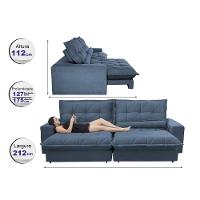 Sofa Retrátil e Reclinável 2,12m com Molas Ensacadas Cama inBox Soft Tecido Suede Azul - 2