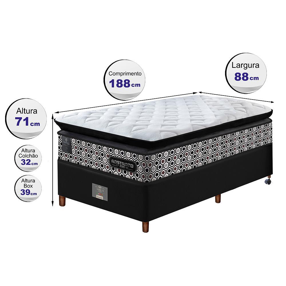 Cama Box Solteiro Colchão Pillow Top + Box 88x188x70 Molas Ensacadas Cama inBox Abstrato - 2