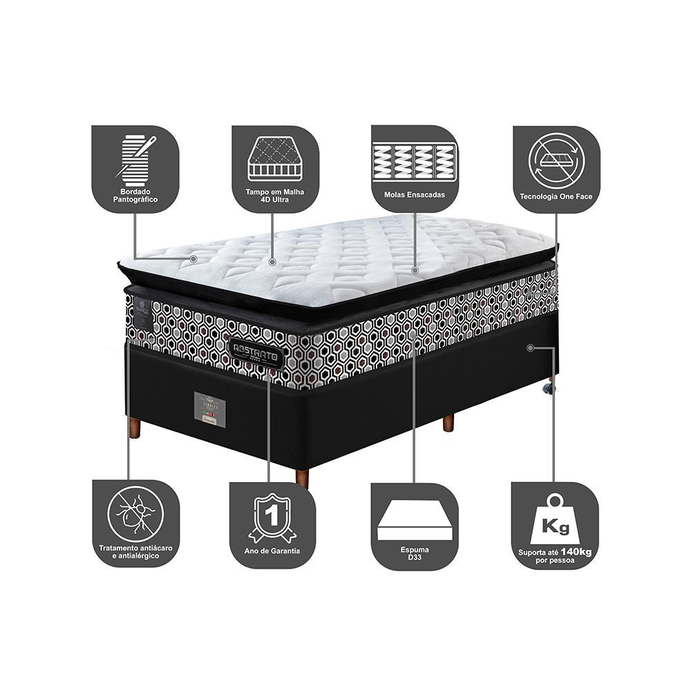Cama Box Solteiro Colchão Pillow Top + Box 88x188x70 Molas Ensacadas Cama inBox Abstrato - 3