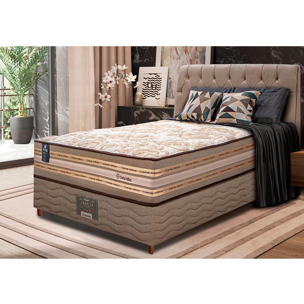 Cama Box Solteiro Colchão Pillow In + Box 88x188x72 Molas Ensacadas Cama inBox Duo Linem Bege - 1