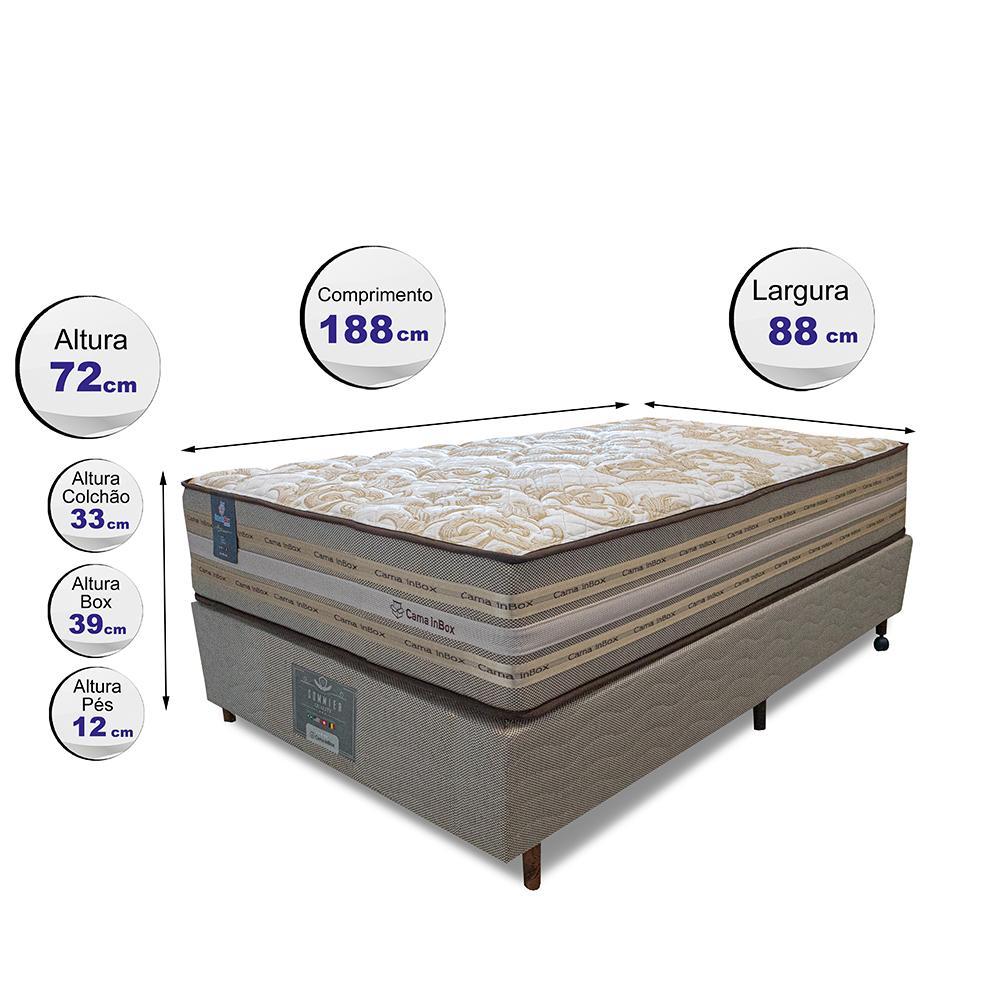 Cama Box Solteiro Colchão Pillow In + Box 88x188x72 Molas Ensacadas Cama inBox Duo Linem Bege - 2