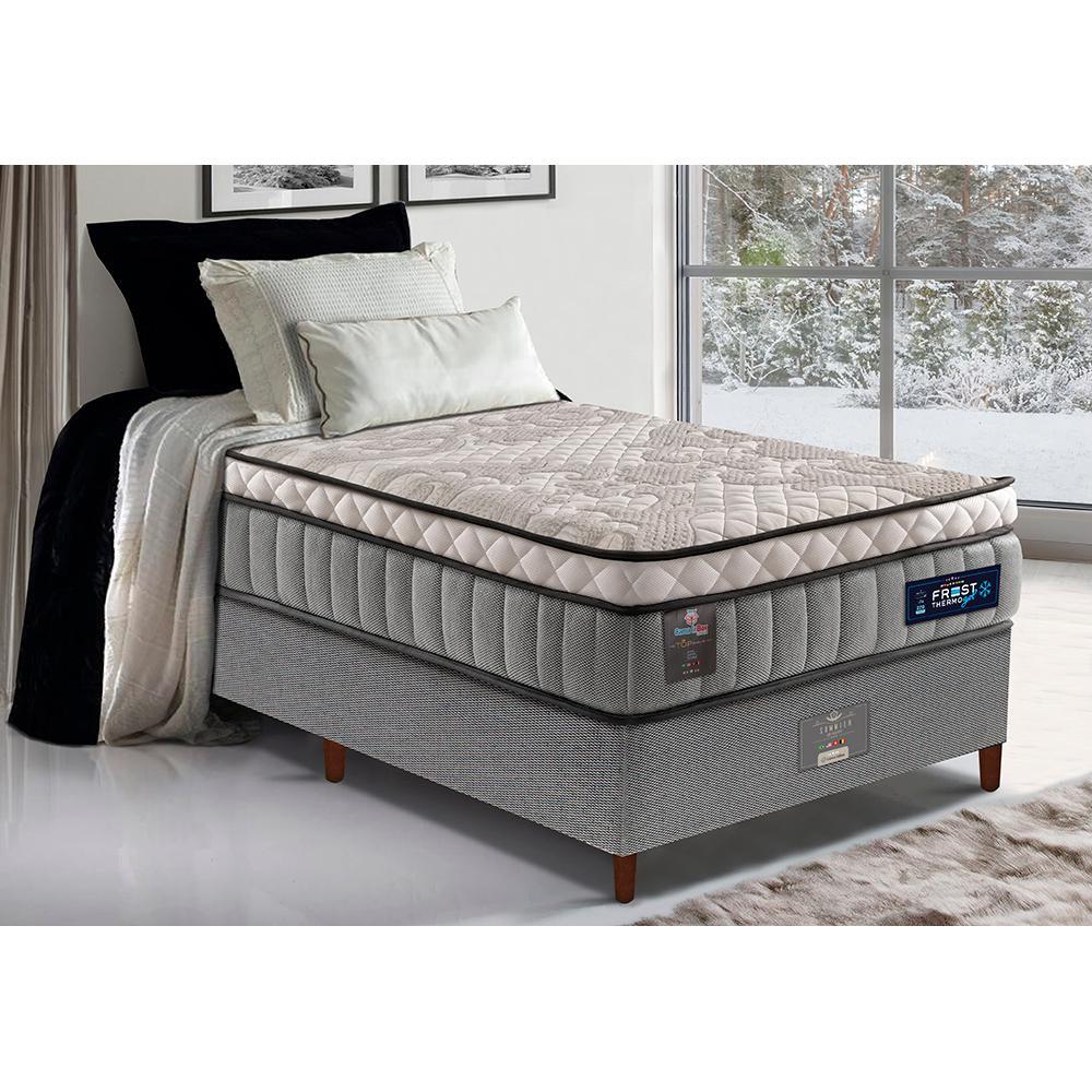 Cama Box Solteiro Colchão Euro Pillow + Box 88x188x70 Molas Ensacadas Cama inBox Frost ThermoGel - 1
