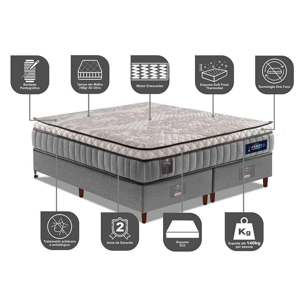 Cama Box King Colchão Euro Pillow + Box 193x203x70 Molas Ensacadas Cama inBox Frost ThermoGel - 3