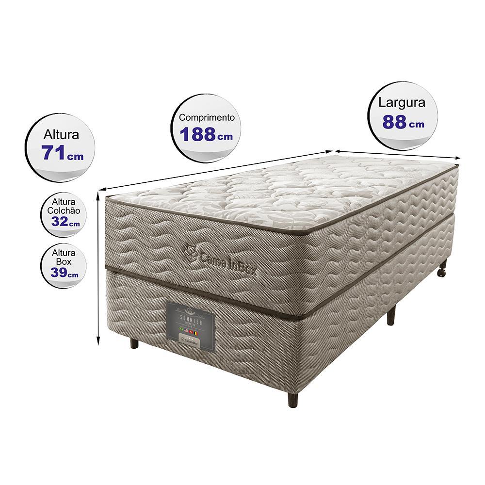 Cama Box Solteiro Colchão Euro + Box 88x188x71 Molas Ensacadas Cama inBox Ocean Bege - 2