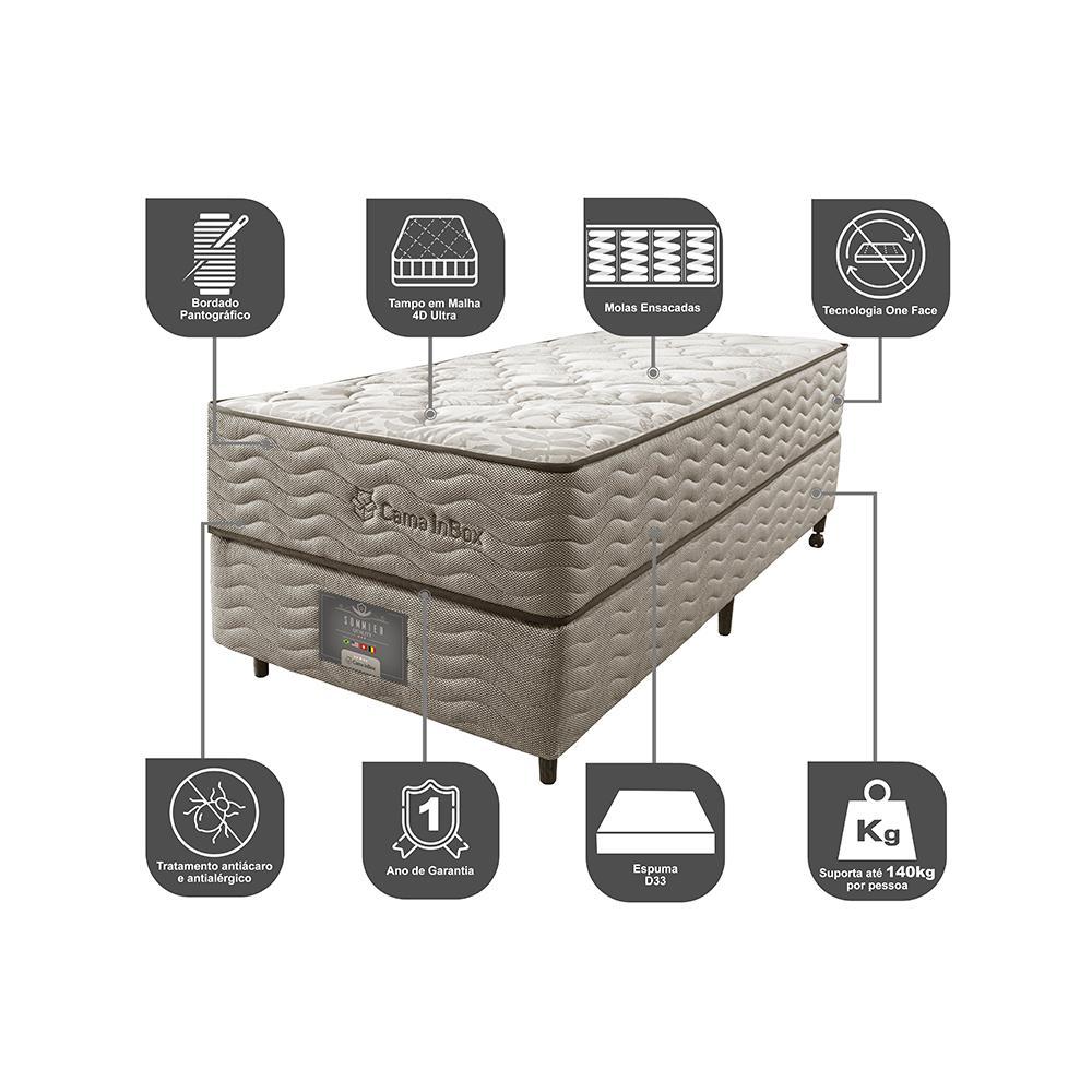 Cama Box Solteiro Colchão Euro + Box 88x188x71 Molas Ensacadas Cama inBox Ocean Bege - 3
